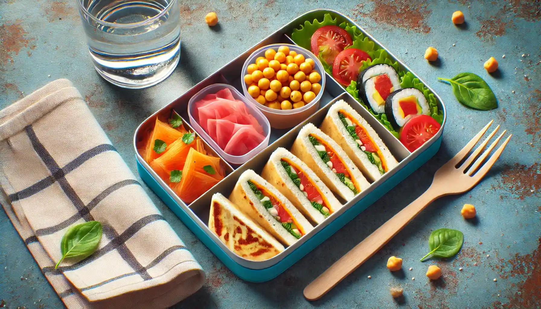 a prepared lunchbox containing bite-sized recipes for on-the-go meals.