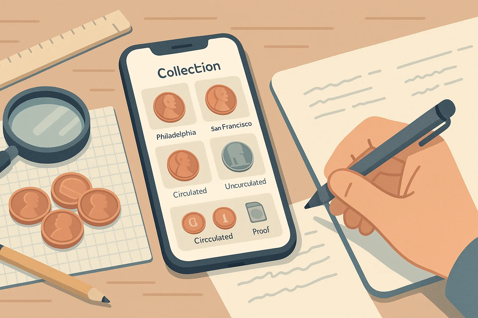 A digital coin collection organized on the phone.
