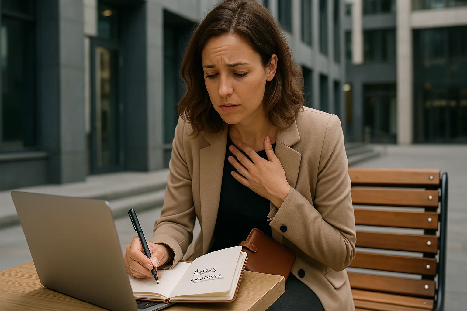 After a tense situation at the office, a woman tries to sort out her emotions in order to make the right decision.